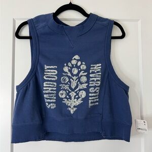 FP Movement by Free People Blue Muscle Tee with White Graphic
